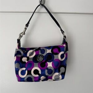 Vintage Coach Blue and Purple Retro Shoulder Bag
